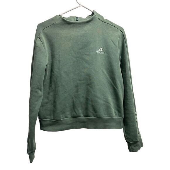 Women’s Green Sweatshirt adidas Essentials Comfort Mock Neck Sz.M - Picture 1 of 6